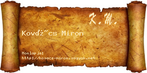 Kovács Miron névjegykártya