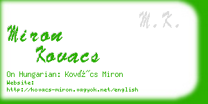 miron kovacs business card